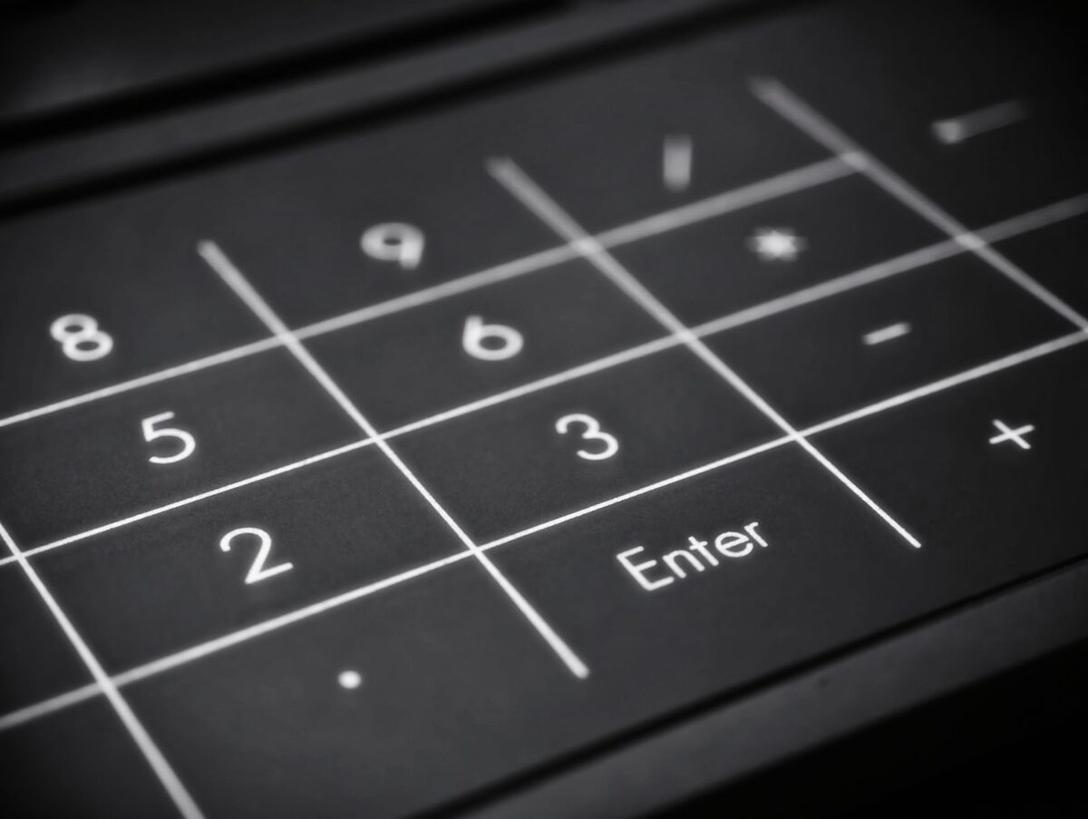 Klawiatura numeryczna laptopa w zbliżeniu